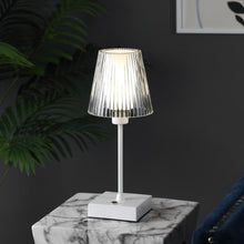 Load image into Gallery viewer, 13" White USB Table Lamp With Empire Shade