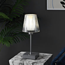 Load image into Gallery viewer, 13" Gray USB Table Lamp With Empire Shade