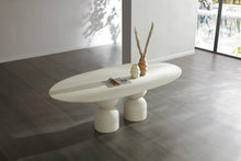 Load image into Gallery viewer, 94" Beige Marble Double Pedestal Base Oval Dining Table