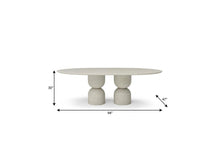 Load image into Gallery viewer, 94" Beige Marble Double Pedestal Base Oval Dining Table
