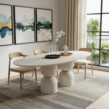 Load image into Gallery viewer, 94" Beige Marble Double Pedestal Base Oval Dining Table