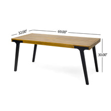 Load image into Gallery viewer, Acacia Wood Patio Dining Table, 69"L Rectangle Outdoor Table - Teak / Black