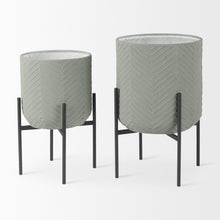 Load image into Gallery viewer, Round Elevated Planters (Set of 2) - Black / Green