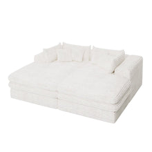 Load image into Gallery viewer, 79" White Corduroy Sleeper Sofa
