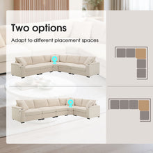 Load image into Gallery viewer, Convertible L Shaped Sectional Corner Couch With Armrest Storage Cup Holders USB Charger, Irregular Corner Oversized Comfy Modular Sofa