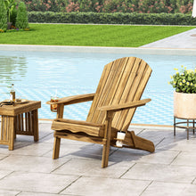 Load image into Gallery viewer, Outdoor Adirondack Chair With Slat Back And Cup Holder - Natural