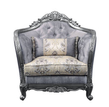 Load image into Gallery viewer, Fabric And Platinum Floral Tufted Arm Chair 43" - Light Gray