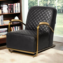 Load image into Gallery viewer, Leather Lounge Chair - Black / Gold