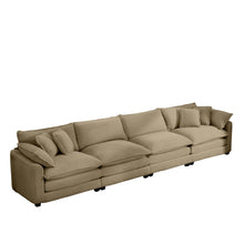 Load image into Gallery viewer, Modern Upholstered 4 Seater Fabric Sofa With Arm And Throw Pillows