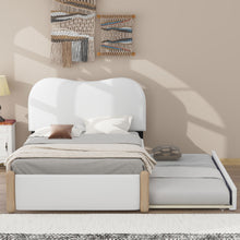 Load image into Gallery viewer, Upholstered Platform Bed With Wood Supporting Feet And Trundle