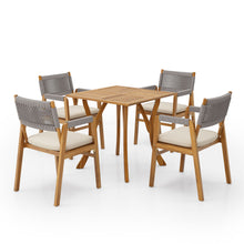 Load image into Gallery viewer, Outdoor Rustic Patio Acacia Bistro Set With Cushions
