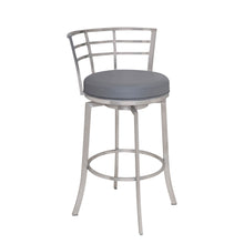 Load image into Gallery viewer, 35" Faux Leather Swivel Low Back Counter Height Bar Chair - Gray / Silver