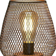 Load image into Gallery viewer, 7" Battery Operated Novelty Bedside Lamp With Pierced Cone Shade - Black