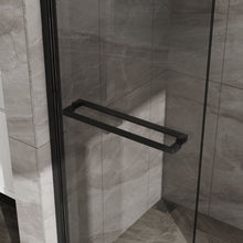 Load image into Gallery viewer, Matte Black Double Sliding Glass Shower Door With Aluminum Frame And SGCC Clear Tempered Glass - Black
