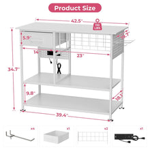 Load image into Gallery viewer, Large Heat Press Table With Charging Station, Movable Workbench For Diy Sublimation - White