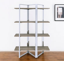 Load image into Gallery viewer, Four Tier Etagere Bookcase - Natural / Silver