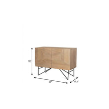 Load image into Gallery viewer, 44" Solid Wood And Metal Carved Geometric Accent Cabinet With Two Doors - Natural