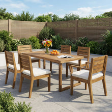 Load image into Gallery viewer, Outdoor 7 Piece Dining Set With Cushions - Sandblasted Natural / Beige