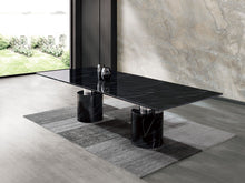 Load image into Gallery viewer, 180" Marble Double Pedestal Base Dining Table - Black