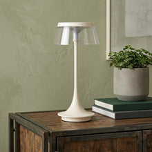 Load image into Gallery viewer, 11" White Geometric Modern Industrial Battery Operated Desk Lamp