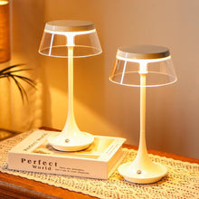 Load image into Gallery viewer, Set of Two 11" White Geometric USB Bedside Lamps With Novelty Shades