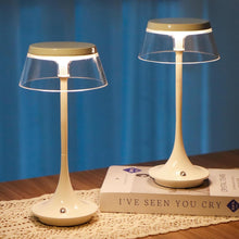 Load image into Gallery viewer, Set of Two 11" White Geometric USB Bedside Lamps With Novelty Shades