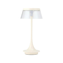 Load image into Gallery viewer, Set of Two 11" White Geometric USB Bedside Lamps With Novelty Shades