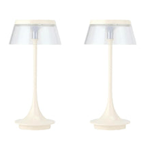 Load image into Gallery viewer, Set of Two 11" White Geometric USB Bedside Lamps With Novelty Shades