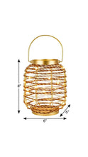 Load image into Gallery viewer, 8" Distressed Gold Geometric Lantern Desk Lamp With Novelty Shade