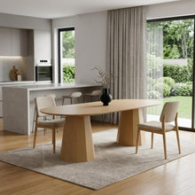 Load image into Gallery viewer, 86" Natural Wood Double Pedestal Base Oval Dining Table