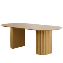 Load image into Gallery viewer, 86" Natural Wood Double Pedestal Base Oval Dining Table