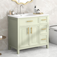 Load image into Gallery viewer, 36" Bathroom Vanity With Sink, 2 Doors, 3 Drawers, Rectangular - White