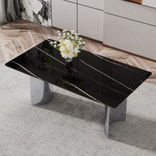 Load image into Gallery viewer, Modern Minimalist Dining Table With Imitation Marble Glass Desktop And Metal Legs