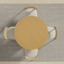 Load image into Gallery viewer, 46" Oak Wood Pedestal Base Straight Edge Round Top Dining Table