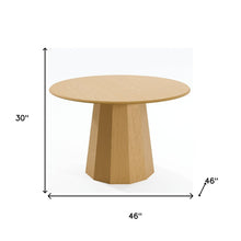 Load image into Gallery viewer, 46" Oak Wood Pedestal Base Round Top Dining Table