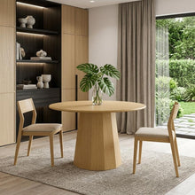 Load image into Gallery viewer, 46" Oak Wood Pedestal Base Round Top Dining Table