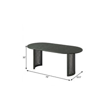 Load image into Gallery viewer, 79" Black Solid Wood Double Pedestal Base Oval Dining Table