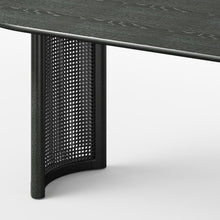 Load image into Gallery viewer, 79" Black Solid Wood Double Pedestal Base Oval Dining Table