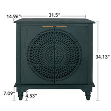 Load image into Gallery viewer, Hollow Carved 2 Door Accent Cabinet With Adjustable Shelf, Sideboard Buffet For Entryway, Living Room Or Bedroom - Blackish Green