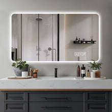 Load image into Gallery viewer, Wall Mounted LED Lighting Mirror With 3 Color Lighting, Dimming, Waterproof, Anti Fog, Touch Switch - Silver