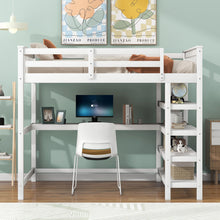 Load image into Gallery viewer, Loft Bed With Storage Shelves And Under Bed Desk