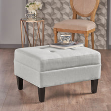 Load image into Gallery viewer, Classic Ottoman With Birch Wood Legs And Fabric Upholstery
