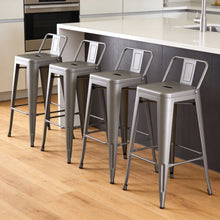 Load image into Gallery viewer, Metal Low Back Counter Height Bar Chairs (Set of 4) - Dark Gray