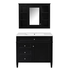 Load image into Gallery viewer, Bathroom Vanity With Mirror Cabinet, Single Sink With 2 Soft Closing Doors And 4 Drawers
