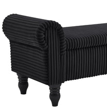 Load image into Gallery viewer, 55" White and Brown Corduroy and Solid Wood Upholstered Storage Bench With Flip Top
