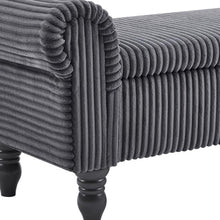 Load image into Gallery viewer, 55" White and Brown Corduroy and Solid Wood Upholstered Storage Bench With Flip Top