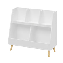 Load image into Gallery viewer, Kids Bookshelf And Toy Organizer, 5 Cubbies Wooden Open Bookcase, 2-Tier Baby Storage Display Organizer With Legs, Free Standing For Playing Room, Bedroom, Nursery, Classroom - White