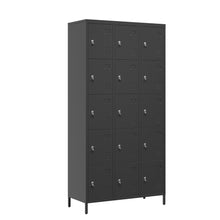 Load image into Gallery viewer, 15 Door Lockers With Lock For Employee Storage - Black