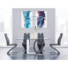 Load image into Gallery viewer, 63" Glass And Metal Double Pedestal Base Dining Table - Gray / White