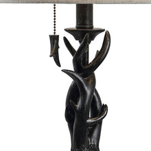 Load image into Gallery viewer, Antlers Table Lamp With Drum Shade - Black